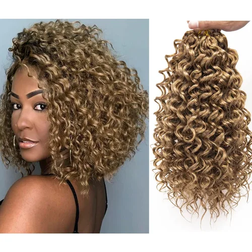 Miniatura 10 de QRHSUKA - Mechones rizados con ganchillo GoGo, cabello ondulado con ganchillo de agua para mujeres, sintético gris, trenzado bohemio, trenza de onda