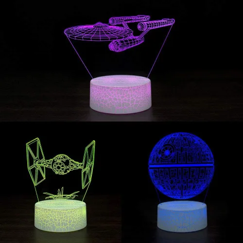 Lámpara de escritorio con ilusión 3D, 7 colores de cambio gradual automático, luces LED alimentadas por USB con interruptor táctil para niños,