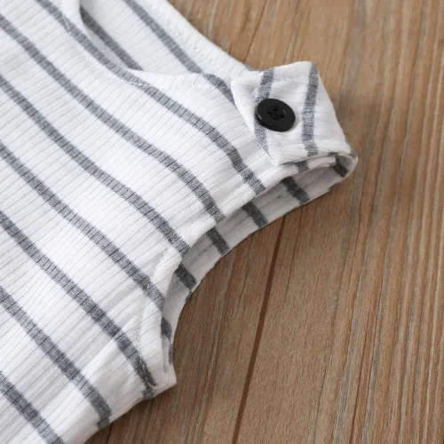 Miniatura 3 de UWBACK Mameluco de verano para recién nacido, a rayas, sin mangas, para bebé