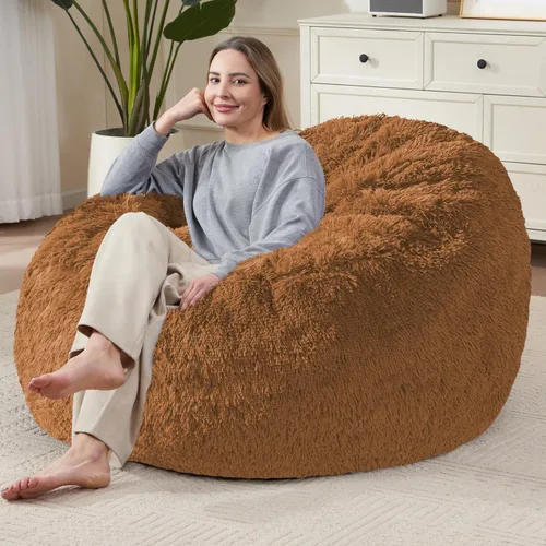 Miniatura 41 de Bean Bag Cover (No Filler) Soft Faux Fur Stuffed Animal Bean Bag Storage, Fluffy Plush Bean Bag Chair Cover Washable, Comfy Bean Bag Covers for Dark
