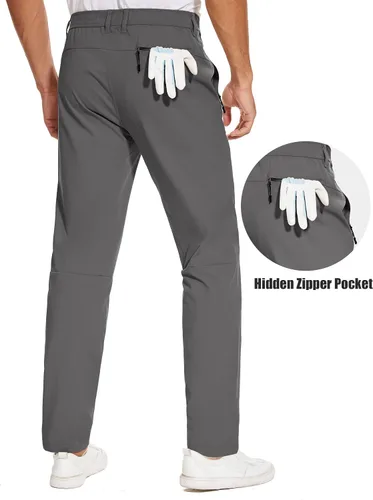 Miniatura 4 de SPECIALMAGIC Pantalones de golf para hombre, elásticos, ajustados, ligeros, con bolsillos con cremallera