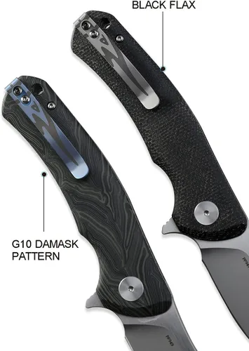 Miniatura 5 de Petrified fish Cuchillo plegable de acero K110 949 Fibra de carbono G10 Mango de cerámica Rodamientos de bolas Camping Caza Cuchillos EDC Negro