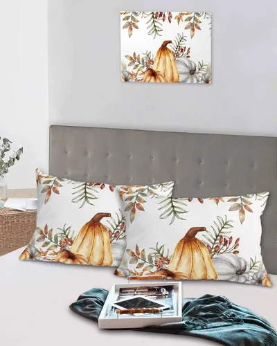 Miniatura 5 de Fundas de almohada de Acción de Gracias, tamaño Queen, 2 paquetes de fundas de almohada suaves para sofá, sofá de cuerpo largo, funda de cojín