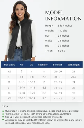 Miniatura 5 de Xeoxarel Chaleco de forro polar para mujer con 6 bolsillos XS-2XL