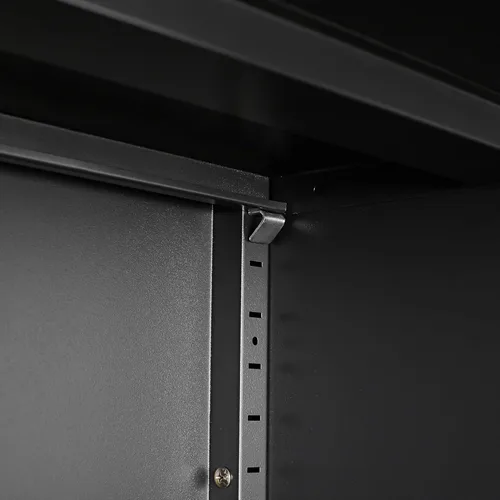 Miniatura 5 de Armario de almacenamiento de metal de 36 pulgadas con 2 puertas y cerradura, estantes ajustables y diseño plegable, gabinete de bloqueo resistente