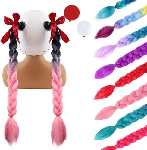 Miniatura 10 de 2 Pzas Coleta de Casco Coleta de Casco de Motocicleta Coleta de Casco de Bicicleta Trenzas Colas de Cabello para Decoraciones de Cualquier Casco