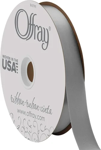 Miniatura 21 de Offray Cinta doble faz de satén, carrete de 7/8 pulgadas de ancho x 20 yardas, color blanco envejecido