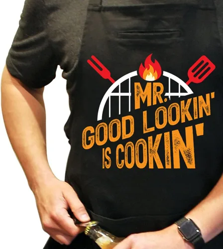 Miniatura 7 de Mr Good Lookin - Delantal de cocina, delantal de cocina para hombres, regalo ideal de Navidad o día del padre, juego de regalo o delantal solo