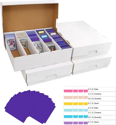 Miniatura 8 de Caja de almacenamiento de 5 filas para tarjetas coleccionables con capacidad para 3950 unidades, 1 paquete de caja de almacenamiento de cartón
