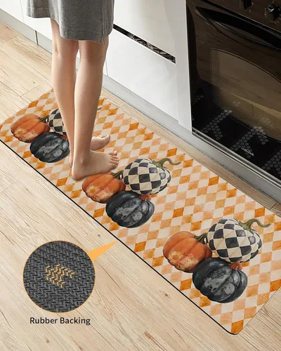 Miniatura 3 de Tapete de baño con diseño de flores de calabazas, antideslizante, de secado rápido y absorbente, de tierra de diatomeas, para ducha, fregadero