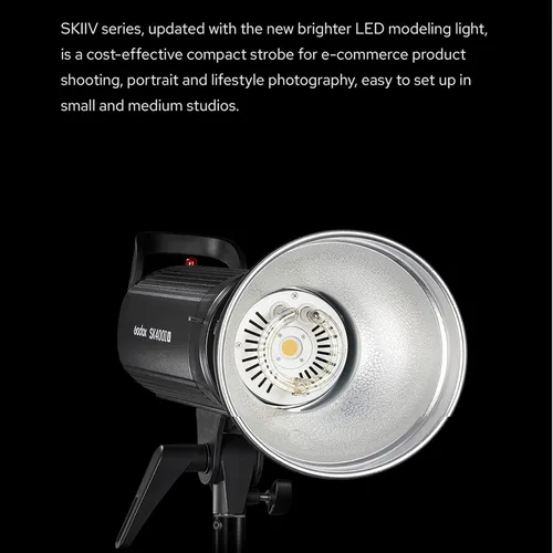 Miniatura 3 de Godox SK400II-V SK400II V 400Ws 5700±200K luz estroboscópica, sistema inalámbrico X 2.4G integrado, panel LCD transparente, con lámpara de modelado