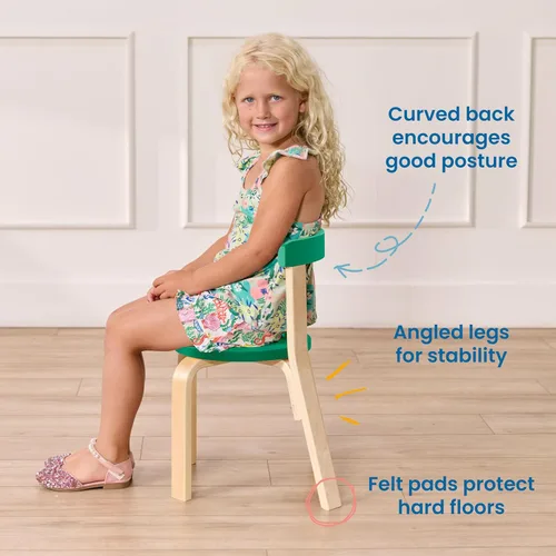 Miniatura 5 de ECR4Kids Juego de mesa Bentwood y silla curvada con respaldo curvo, muebles para niños, contemporáneo, 5 piezas