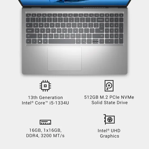 Miniatura 9 de Dell 15 Laptop DC15250 - Pantalla FHD de 15.6 pulgadas (1920x1080) 120Hz, procesador Intel Core i5-1334U, 16 GB de RAM DDR4, SSD de 512 GB, gráficos