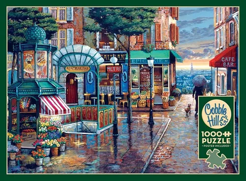 Miniatura 5 de Cobble Hill - Rompecabezas de 1000 piezas, paseo de día lluvioso, póster de muestra incluido