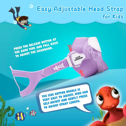 Miniatura 6 de Máscara de natación para niños, máscara de buceo de esnórquel de 180°, gafas de natación antivaho para niños con cubierta para la nariz, gafas