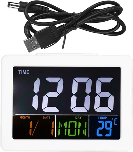 TOPINCN Reloj despertador digital LCD, despertador digital de viaje, calendario digital, despertador, reloj de día para dormitorio, demencia,
