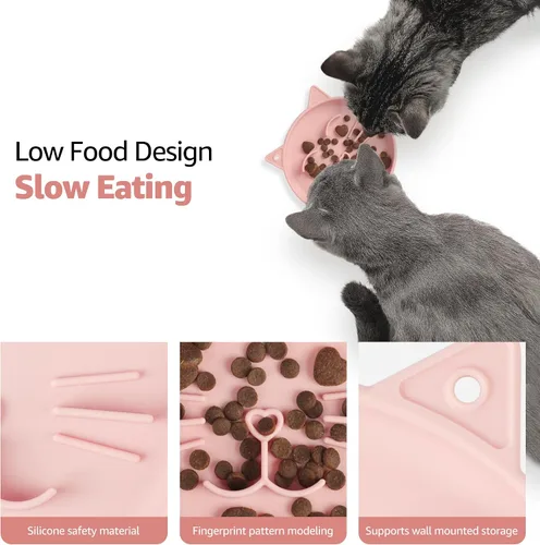Miniatura 2 de Coomazy Cuencos de silicona de alimentación lenta para perros y gatos, juguete interactivo para mascotas para entrenamiento de alimentos