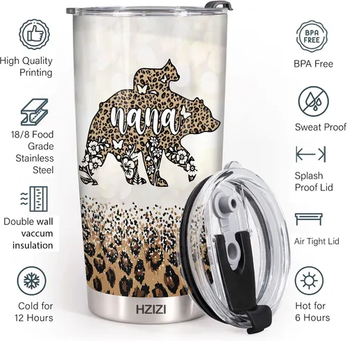 Miniatura 7 de Vaso de 20 onzas con tapa para abuela, regalo para el día de la madre, para abuela, abuelita, oso solo las mejores mamás se promted to nana