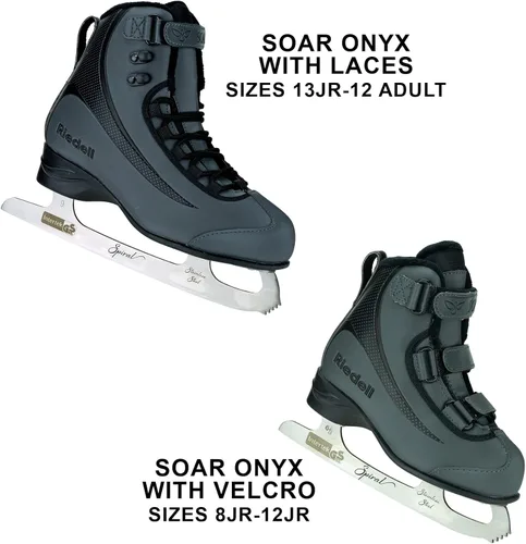 Miniatura 2 de Riedell Soar Junior - Patines de hielo para niñas y niños, elegantes zapatos de patinaje aislados con forro de espuma, cuchillas de acero inoxidable