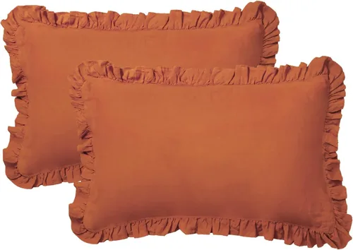 Miniatura 17 de S VICTORY SYMBOL Juego de 2 fundas de almohada de lino 100% a rayas, hilo de lino orgánico natural francés teñido en beige a rayas, King 20"x40