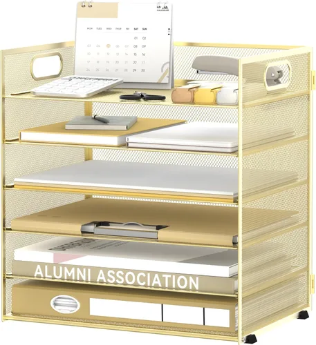 Miniatura 9 de Daltack Organizador de papel de 6 niveles para escritorio, organizador de bandejas de papel para escritorios, organizadores de archivos de Negro