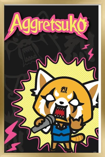 Miniatura 18 de Trends International Aggretsuko Rock Out - Póster de pared, 22.4 pulgadas de largo x 14.7 pulgadas, versión enmarcada en madera de granero