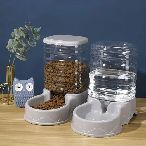Miniatura 3 de Tazón de alimentación para mascotas y dispensador de agua con contenedor de almacenamiento recargable, autodisponible, comedero para gatos de gran