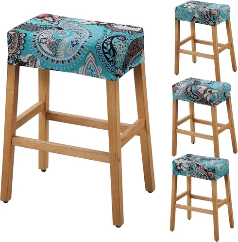 Miniatura 27 de YISUN Fundas de taburete rectangulares, paquete de 2 fundas elásticas impermeables para asiento de silla de montar, taburetes de bar, sillas de bar
