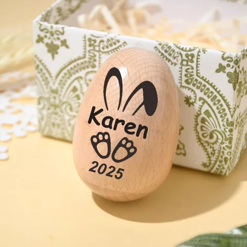 Miniatura 8 de Huevos de Pascua de madera personalizados con nombre para niños, rellenos de cesta grabados personalizados, regalos de Pascua cristianos para niños