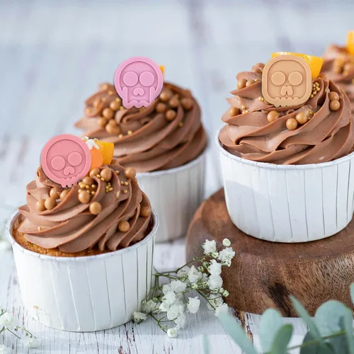 Miniatura 7 de 2 moldes de silicona de calavera de Halloween, 12 cavidades con forma de calavera, molde de fondant, lindo molde decorativo de chocolate