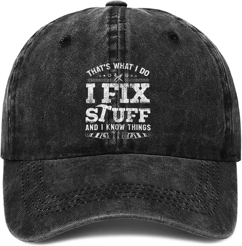 Miniatura 16 de I Fix Things Hat, I Fix Stuff and Know Things Sombrero para hombres, Thats What I Do I Fix Stuff Hat, Hat I Fix Stuff 8 (negro)