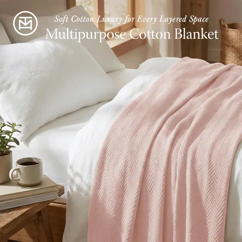 Miniatura 2 de Threadmill Mantas de Algodón de Lujo para Cama Tamaño King Manta Acogedora 100% Algodón Tamaño King para Todas las Estaciones Manta Térmica
