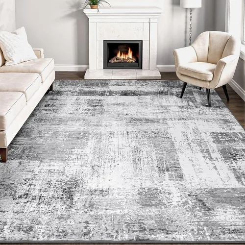 Miniatura 59 de Rugflix Alfombras de área de 8 x 10 pies para sala de estar, alfombra grande lavable, resistente a las manchas, pelo bajo, alfombra oscura moderna