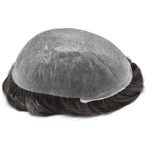 Miniatura 7 de Toupee para hombres ultra fina piel cabello humano pieza para hombres Toupee V-loop de aspecto natural sistema de reemplazo de cabello postizo