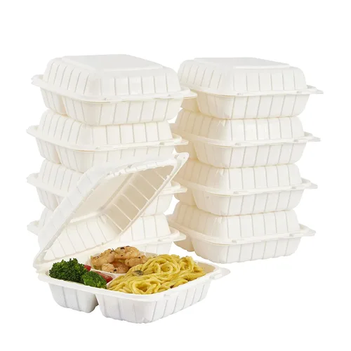 Miniatura 14 de FULING 100 unidades de contenedores desechables de plástico transparente con bisagras para llevar alimentos, 15 cm de ancho, envases desechables