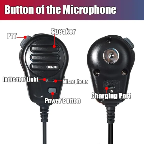 Miniatura 2 de PTT - Micrófono con cable para la aplicación ZELLO, compatible con iOS y Android con batería de 800 mAh, cable de carga, adaptador tipo C, soporte