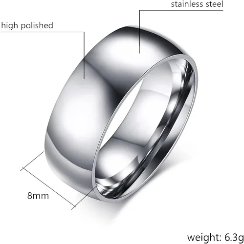 Miniatura 2 de TTVOVO Anillo para hombre de 0.079 in, 0.157 in, 0.236 in, 0.315 in, acero inoxidable, anillos simples para hombres, mujeres, niños y niñas, anillos