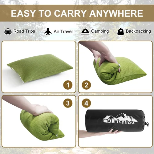 Miniatura 7 de Almohada de viaje de espuma viscoelástica Ivellow - Compacta, ligera, transpirable y hipoalergénica - Adultos y niños - Camping, senderismo, viajes