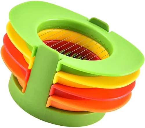 Miniatura 9 de Hemoton Cortador de huevos de acero inoxidable 4 en 1, cortador de huevos de fresa, resistente y resistente, cortador de frutas y fresas