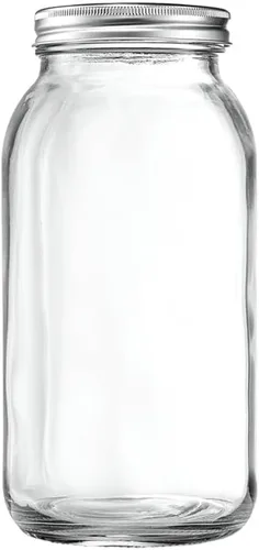 GLING [1 unidad de 64 oz. Frascos de vidrio de boca ancha con tapas herméticas de metal y bandas de 2 cuartos de galón grandes para conservación y
