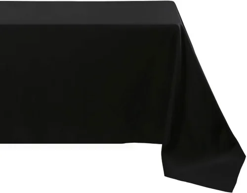 Miniatura 2 de Mantel rectangular de poliéster de 60 x 102 pulgadas, color negro, lavable para mesa de 6 pies, perfecto para bodas, fiestas, restaurantes