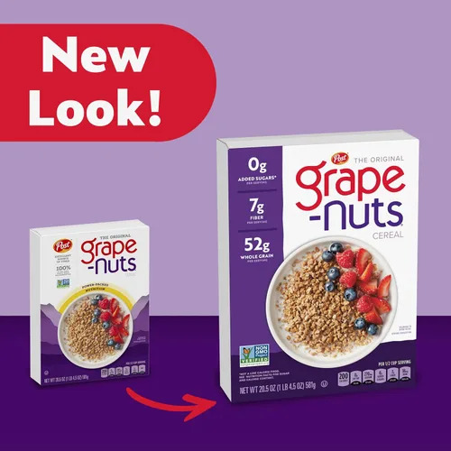 Miniatura 4 de Grape-Nuts Cereal de desayuno original, cereal crujiente de trigo integral y cebada, proyecto verificado sin OMG, caja de 20.5 onzas