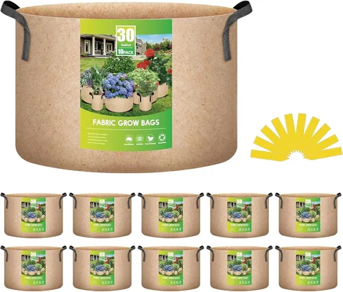 Miniatura 8 de iPower Paquete de 10 bolsas de cultivo de 3 galones, macetas de tela no tejida, contenedor de aireación con asas de correa para jardín y plantación