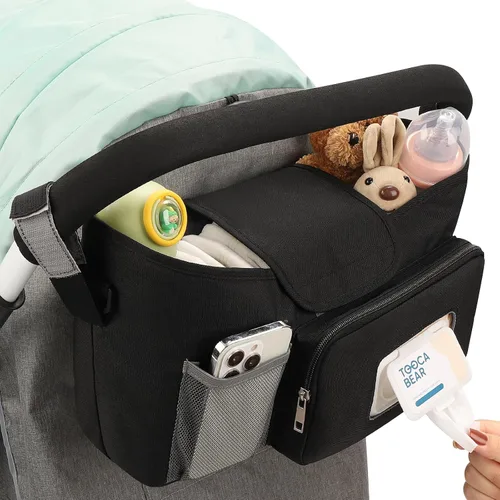 Miniatura 7 de Accmor Organizador universal para cochecito con portavasos aislado, accesorios para bolsa de cochecito, organizador de portavasos para cochecito