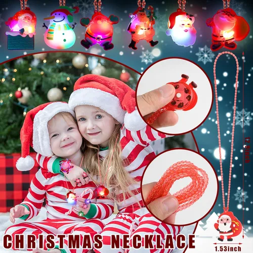 Miniatura 4 de CCINEE Paquete de 54 recuerdos de fiesta de Navidad para niños, collar iluminado, anillos iluminados, pulsera de flash LED, luz intermitente a