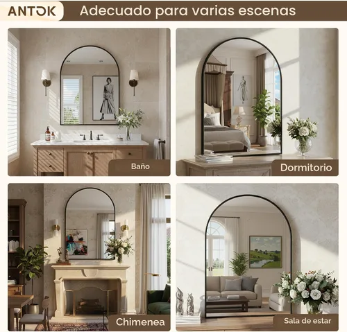 Miniatura 9 de Antok Espejo de baño arqueado, espejo de pared de 20 x 30 pulgadas, espejos de tocador para sobre el fregadero, espejos de baño con marco