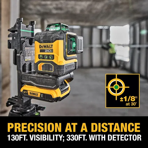 Miniatura 4 de DEWALT Nivel láser máximo de 20 V, láser de línea cruzada, 3X360, verde, solo herramienta (DCLE34031B)