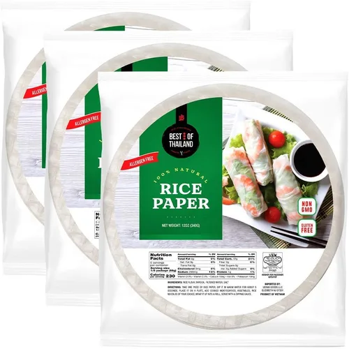 Miniatura 14 de Best of Thailand [Redonda] Envolturas de papel de arroz integral 1 paquete Perfectas para rollitos de primavera frescos y dumplings Sin OGM, sin