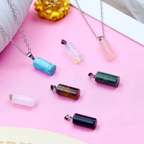Miniatura 12 de Zenkeeper Colgante hexagonal de cristal natural – Piedra de cuarzo puntiaguda/piedra curativa en forma de corazón para hacer joyas y collares