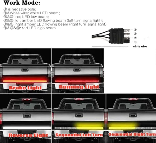Miniatura 2 de Ricoy Barra de luz LED de triple fila de 40 pulgadas con señal de giro secuencial ámbar para puerta trasera de camión, LED superbrillante